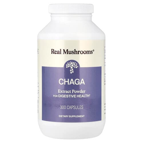 Real Mushrooms, Chaga Extract Powder, 300 Capsules