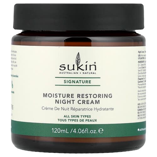 Sukin, Moisture Restoring Night Cream, All Skin Types, 4.06 fl oz (120 ml)