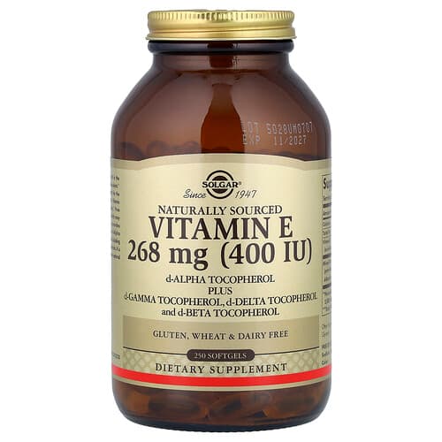 Solgar, Vitamin E, Naturally Sourced, 268 mg (400 IU), 250 Softgels