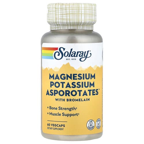 Solaray, Magnesium, Potassium, Asporotates™ With Bromelain, 60 VegCaps