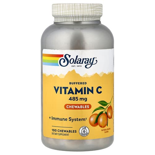 Solaray, Buffered Vitamin C Chewable, Natural Orange, 485 mg, 100 Chewables