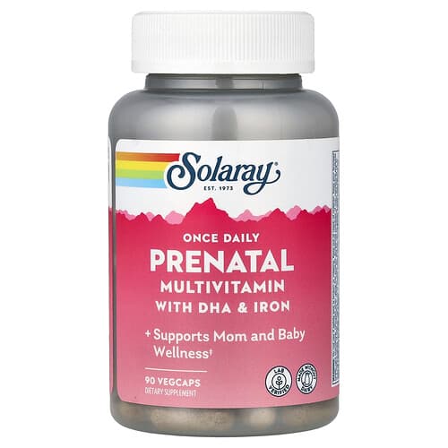 Solaray, Once Daily, Prenatal Multivitamin With DHA & Iron, 90 VegCaps