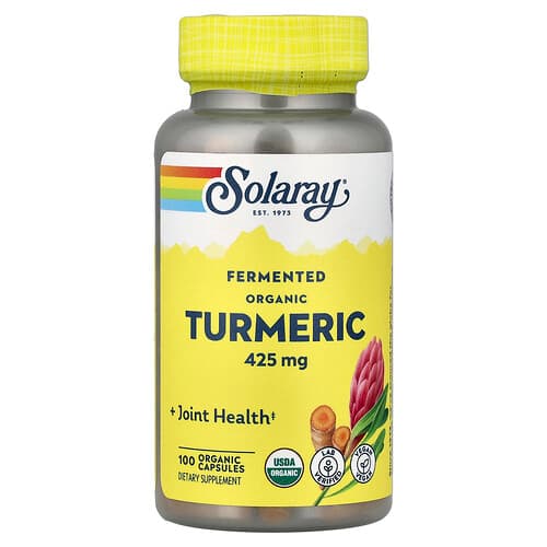 Solaray, Fermented Organic Turmeric, 425 mg, 100 Organic Capsules