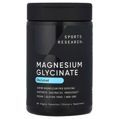 Sports Research, Magnesium Glycinate, 90 Veggie Capsules (80 mg per Capsule)