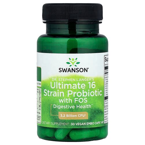 Swanson Vitamins, Dr. Stephen Langer's Ultimate 16 Strain Probiotic with FOS, 30 Vegan EMBO Caps® AP