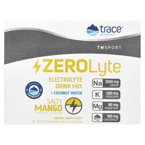 Trace, TM Sport, ZEROLyte, Electrolyte Drink Mix, Salty Mango, 30 Packets, 0.26 oz (7.3 g) Each