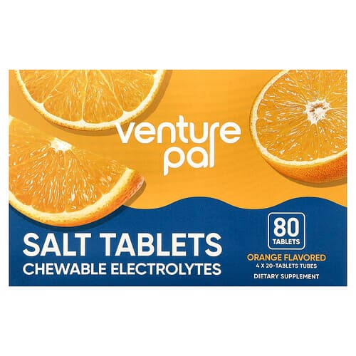 Venture Pal, Salt Tablets Chewable Electrolytes, Orange, 80 Tablets