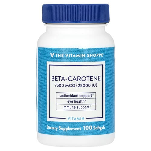 The Vitamin Shoppe, Beta-Carotene , 7,500 mcg (25,000 IU), 100 Softgels