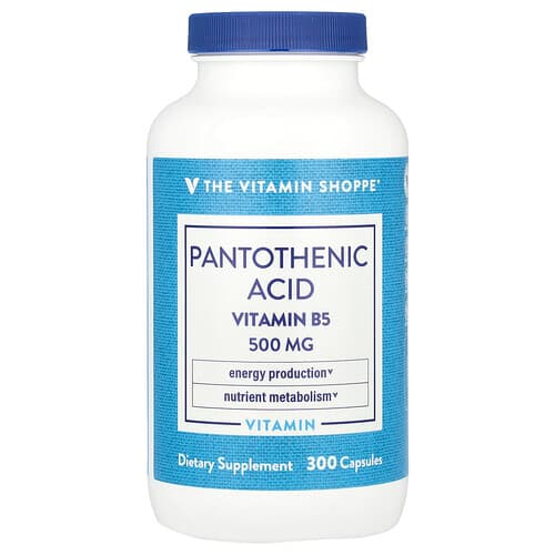 The Vitamin Shoppe, Pantothenic Acid, Vitamin B5, 300 Capsules