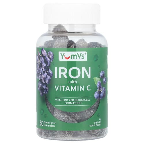 YumVs, Iron with Vitamin C Gummies, Grape, 60 Gummies