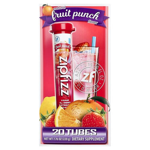 Zipfizz, Energy Drink Mix, Fruit Punch, 20 Tubes, 0.39 oz (11 g) Each