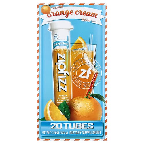 Zipfizz, Energy Drink Mix, Orange Cream, 20 Tubes, 0.39 oz (11 g) Each