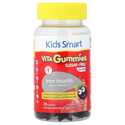 Kids Smart, Kids Smart®, VITA Gummies, Iron Health, Ages 3+, Blackberry Lemonade, 30 Gummies