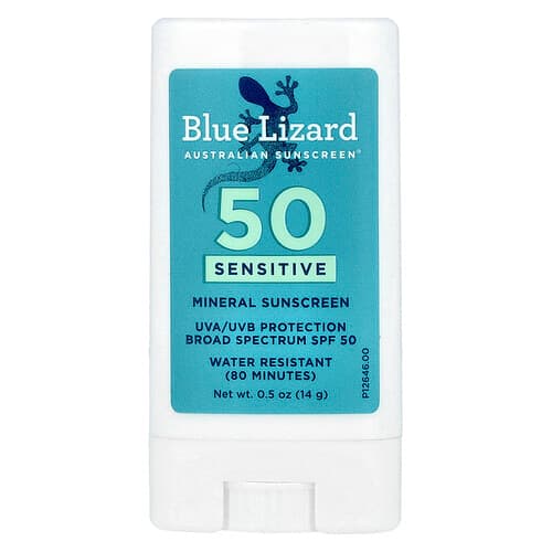 Blue Lizard Australian Sunscreen, Sensitive Mineral Sunscreen Stick, SPF 50, 0.5 oz (14 g)