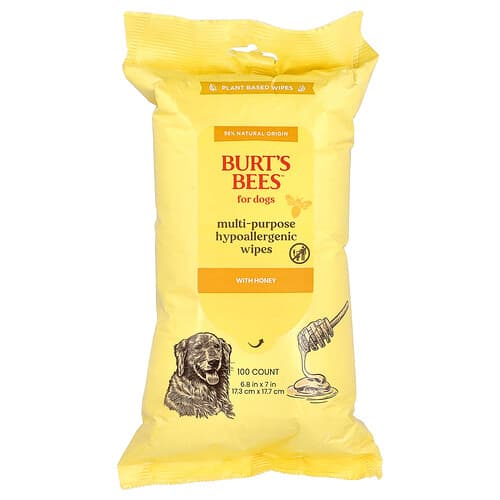 Burt's Bees, Multi-Purpose Hypoallergenic Wipes with Honey, For Dogs, 100 Count