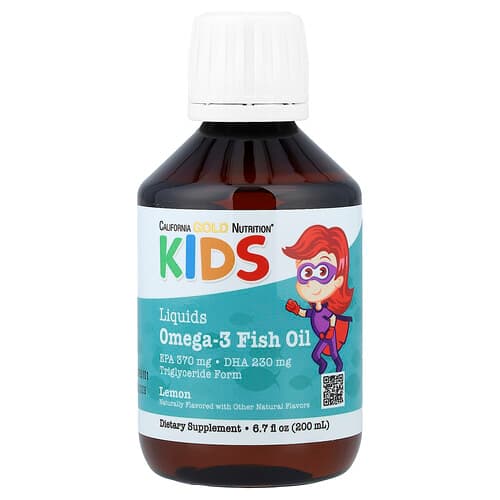 California Gold Nutrition, Norwegian Kids Omega-3 Fish Oil, Natural Lemon, 6.7 fl oz. (200 ml)
