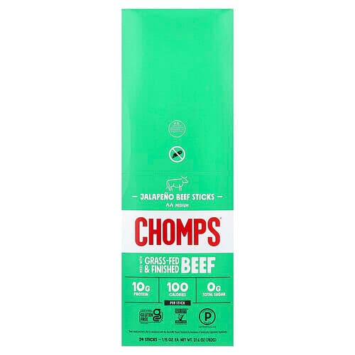 Chomps, Jalapeño Beef Sticks, Medium, 24 Sticks, 1.15 oz (32 g) Each