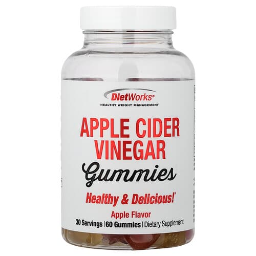 DietWorks, Apple Cider Vinegar Gummies, Apple, 60 Gummies