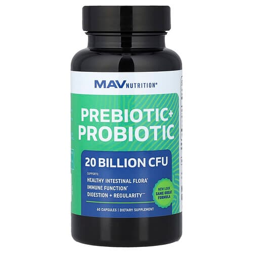 MAV Nutrition, Prebiotic + Probiotic, 60 Capsules