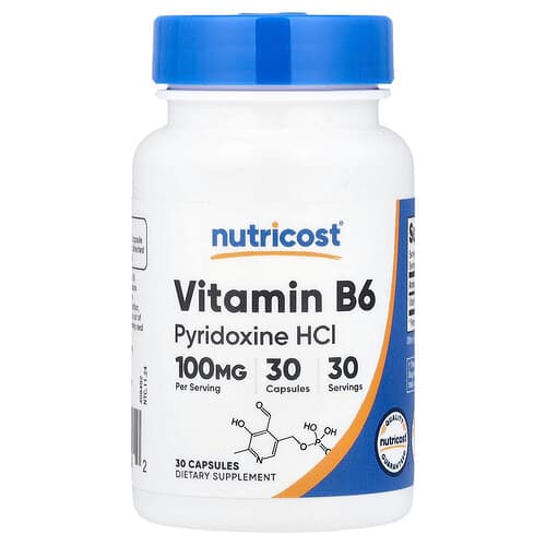 Nutricost, Vitamin B6, 100 mg, 30 Capsules