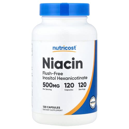 Nutricost, Niacin, Flush-Free, 500 mg, 120 Capsules