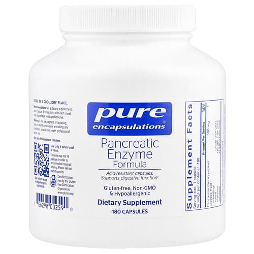 Pure Encapsulations, Pancreatic Enzyme Formula, 180 Capsules (500 mg per Capsule)