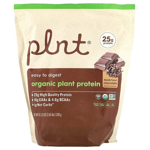 Plnt, Organic Plant Protein, Chocolate, 2.65 lbs (1,200 g)