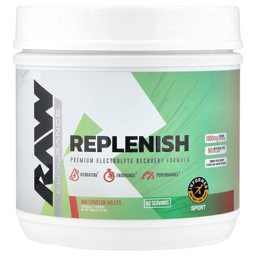 Raw Nutrition, Endurance, Replenish, Watermelon Mojito, 27.51 oz (780 g)