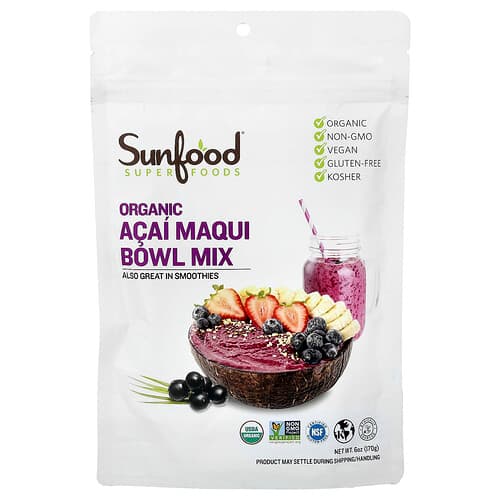 Sunfood, Superfoods, Organic Acai Maqui Bowl Mix, 6 oz (170 g)