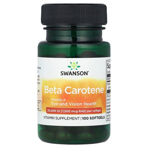 Swanson Vitamins, Beta Carotene, 25,000 IU (7,500 mcg RAE), 100 Softgels