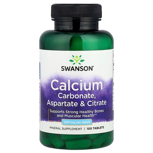 Swanson Vitamins, Calcium Carbonate, Aspartate & Citrate, 500 mg, 100 Tablets