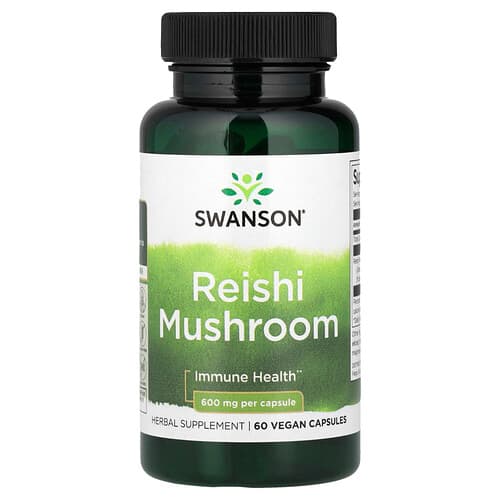 Swanson Vitamins, Reishi Mushroom, 600 mg, 60 Vegan Capsules