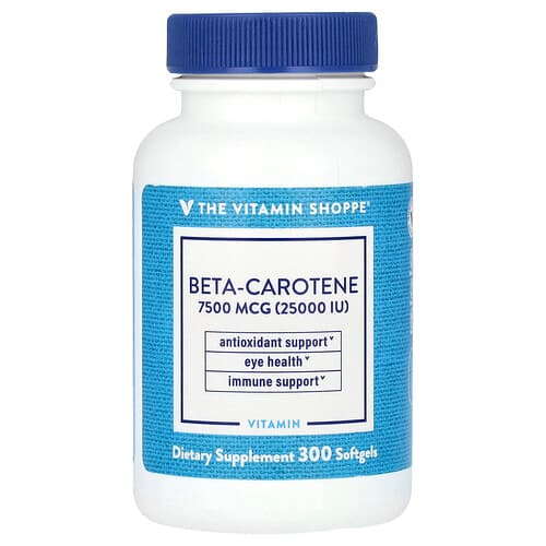 The Vitamin Shoppe, Beta-Carotene, 7,500 mcg (25,000 IU), 300 Softgels